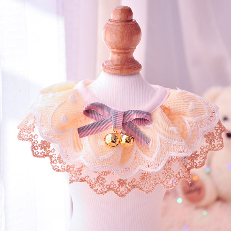 Ribbon and Lace Collar with Cat Bell (Yellow)