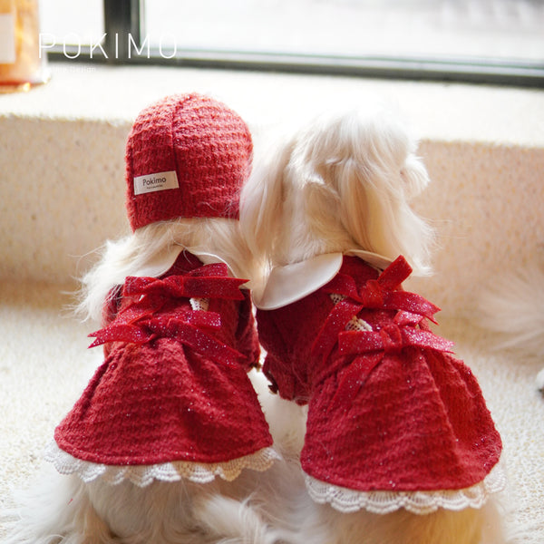 Pokimo New Year Winter Red Dress & Matching Hat – Pets-Couture.com